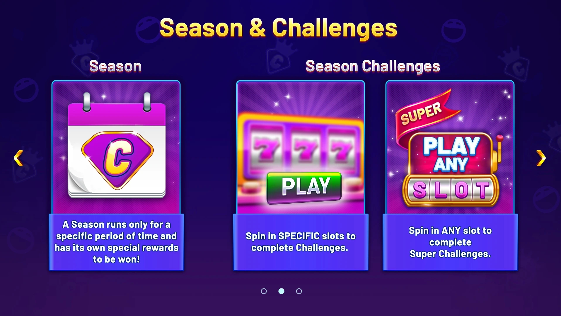 An Image showcasing Slot challenges screen showing progress bars, CP points, and challenges to complete